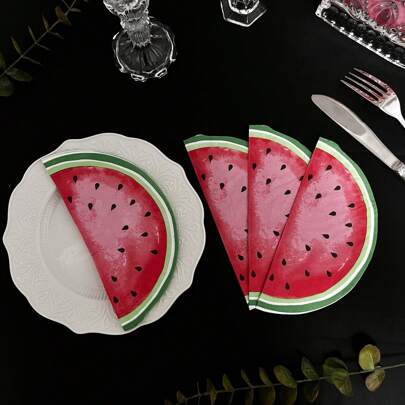 25/50 hojas de servilletas desechables con estampado de sandía, servilletas de papel con estampado de frutas para fiestas, 3 capas gruesas y suaves, decoración de fiesta de verano, perfectas para fiestas, reuniones familiares, cumpleaños, bodas y talla grande - versátil para uso doméstico, hoteles, cafeterías