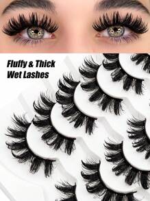 Asiteo 7 Pairs Cartoon Style Moist Eyelashes, Suitable For Cosplay, Fluffy & Thick, Faux Mink Doll Lashes - 尖尾漫畫款 - 查看 1