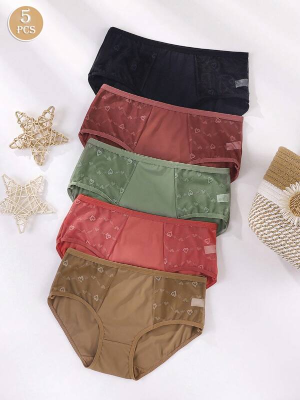 5 Pcs Women's Lace Seamless Triangle Panties Sexy Low Waist Briefs Lace Hollow Splicing Lingerie Comfortable Underwear