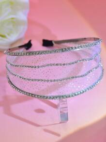 1 Stück funkelnde Stern Strass Mesh breite Haarspange, modischer einfacher barocker Stil Haaraccessoire für Feiertag, Party, Sommer Strand Urlaub, Lässig Alltag, Sommer Urlaub, Strand Accessoires, Haaraccessoires, Haarband, Diadem, Haarreifen