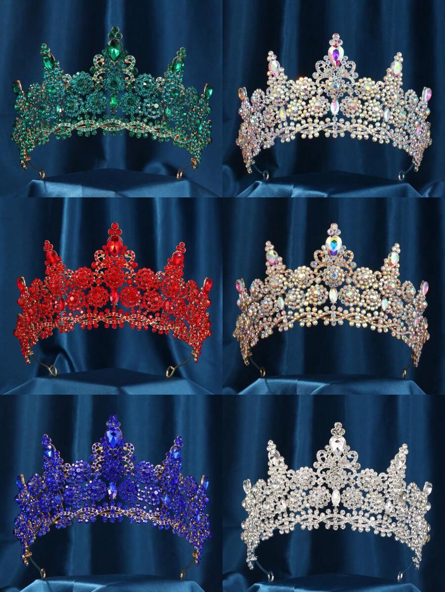 Baroque Queen Crown, Rhinestone Wedding Bridal Crown And Headpiece Crystal Headband, Suitable For Birthday, Prom, Pageant, Halloween, Christmas, Ramadan And Other Festival Headpiece Decoration - Multicolor - View 1