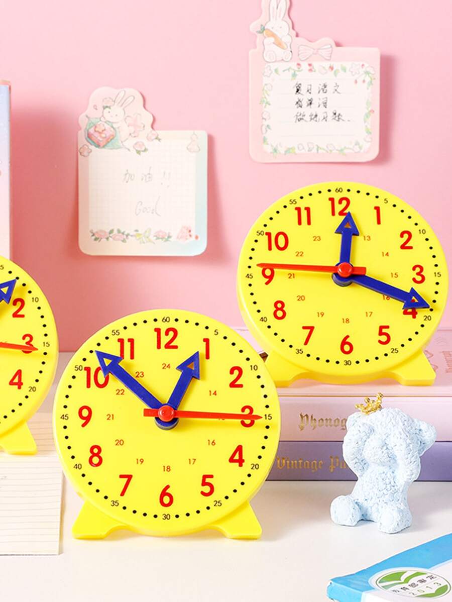 1pc Clock Model Teaching Educational Time Learning Tool, 3 Hands Linked 24-Hour Teaching Clock Model - View 1
