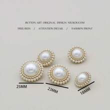 6 piezas de botones de metal con estilo vintage color dorado con perlas, para ropa, suéteres, chaquetas de traje, vestidos, vestidos de novia, manualidades DIY, accesorios de costura