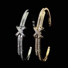 1 件个性化闪亮方晶锆石手链，时尚高端珠宝配饰，适合送礼、日常、派对、婚礼 - 銀色 - 查看 2