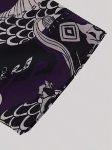 男式秋季仿漫画红月牙龙图案和服风格夹克