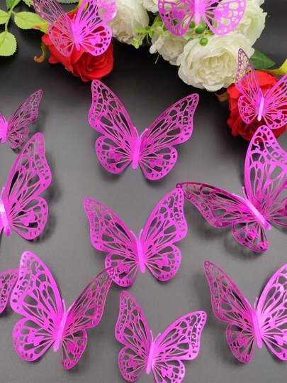 12pcs/Set 3D Hollow Butterfly Wall Stickers, Cake Decorations, Wedding Decorations, Living Room Home Decor Easter Room Decor Wall Decor Bathroom Decor Bedroom Decor Room Decoration Stuff Living Room Decor House Decor Home Decor Living Room Wall Paper Personalised Stickers School Decor School Surprise Dormitory Decor Back To School School Supplies