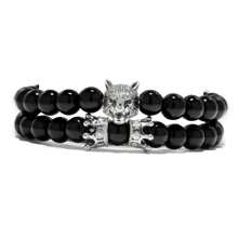 51Luckind 时尚动物狼手链套装朋克黑天然石皇冠情侣手链 - 男士個性狼頭手鍊 - 查看 8