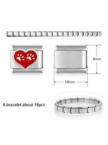 Italian Modular Bracelet Stainless Steel Elastic Bangle With Customizable Links For DIY Personalized Bracelets & Anklets, Charms Accessories, Versatile Fashion Style