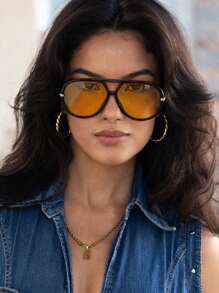 SeeBand Okulary przeciwsłoneczne typu Aviator unisex, okrągłe okulary przeciwsłoneczne retro oversize, okulary przeciwsłoneczne retro shield, damskie okulary przeciwsłoneczne z dużą oprawką, modne okulary przeciwsłoneczne w stylu europejskim i amerykańskim, akcesoria do podróży na świeżym powietrzu i do stylu ulicznego, modne okulary przeciwsłoneczne damskie, damskie okulary przeciwsłoneczne, strój jesienno-zimowy, akcesoria plażowe, styl retro Y2K basic, casualowy styl biznesowy, letnie wakacje na plaży, prezent na podróż na świeżym powietrzu - Wielokolorowe - Zobacz 5