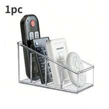 1pc Transparent Remote Control Holder Stand, Plastic Remote Control Storage Box, Remote Control Organizer - Apricot - View 4
