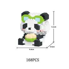 Cartoon Panda Building Blocks Kawaii Anime Figure Mini Assembly Toy Bricks Give Children Unique Educational Toys Best Birthday Present Ever - Multicolor - View 8