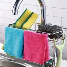 1 stuk roestvrijstalen kraan opbergrek - voor keuken gootsteen-kraan accessoires, voor sponzen, borstels, handdoeken en schoonmaakgereedschap plaatsing, hangende mand spons afvoerrek, gootsteen opbergrek, vaatdoek rek, huishoudelijke vaatdoek afvoerrek hangende mand