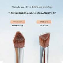 1 Pc Multi-Function Makeup Brush - Premium Crystal Triangle Highlighter Brush For Brightening Tear Troughs, Face Contour, Nose Shading, Concealing, Delicate & Portable, Soft Bristles