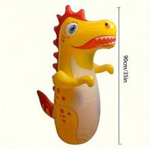 1 Piece Kids Dinosaur Inflatable Boxing Bag - Durable PVC, Outdoor Sports And Fun, Suitable For Ages 3-6, Yellow, Green, Rose Red, Dinosaur Toys Available