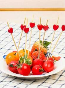 200/100/50/20 件心形竹签、水果签、纸杯蛋糕装饰、鸡尾酒棒，适用于情人节、生日、婚礼、居家、餐厅、派对、野餐 - 紅色 - 查看 8