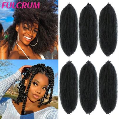 FULCRUM 12 18 24 30 Inch Afro Twist Hair Natural Black Kinky Marley Twist Crochet Braiding Hair For Women Pre-Separated Springy Afro Twist Hair Pre Fluffed Spring Twist Hair For Faux Locs Synthetic Hair Extensions