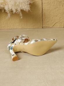 Women's Pointed Toe Stiletto Heel Backless Fashion Champagne/Black/White Sexy High Heel Pumps With Ankle Strap, Ladies Shoes - Multicolor - View 6