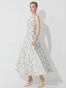 Luxury Jacquard Weave Sleeveless Party Dress For Women, Wedding Guest Dress, Prom Dress