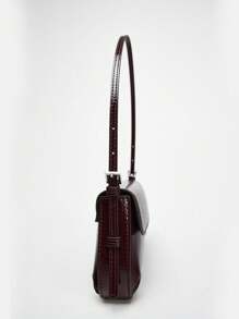 2025 New Vintage Flip-Top Glossy Minimalist Baguette Handbag, Fashionable Shoulder & Underarm Bag