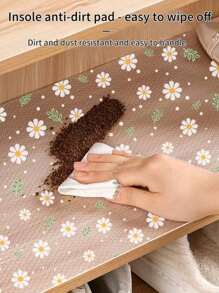 1 Roll Of Daisy Pattern Thickening Kitchen Cabinet Liner, Non-Stick Drawer Liner, Non-Slip Cabinet Liner, Washable EVA Refrigerator Liner, Easy To Cut Refrigerator Pad.