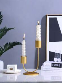 1pc European Style Iron Art Double Cup Design Candlestick For Home Living Room Kitchen Dining Room Wedding Party Table Decoration