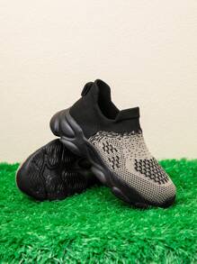 1 Par de Zapatos Deportivos para Niños con Calcetines de Punto, Tela de Zapatillas, Conveniente Slip-On, Ligero, Transpirable, Antideslizante, Zapatillas para Correr, Zapatillas Casuales de Moda con Malla y Plataforma para Estudiantes