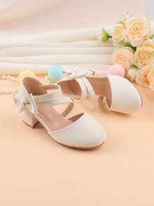 Wedding Party Evening Vacation Sweet Cute Flower Girl Girls' Shoes Suitable For Big Medium Small Girls Children Shoes Baby Shoes Versatile Little Shoes Girls Fashion White Bow Four Seasons Holiday High Heel Chunky Heel Shoes Formal Dress Dress Performance Matching Skirt Performance Shoes Dance Mary Jane Ballet Princess Shoes - White - View 6