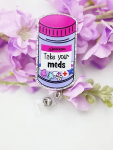 1pc Retractable Medicine Badge Reel Holder - ID Clip, Name Tag, Nurse Doctor Volunteer Employee Accessory, Easy To Use, And Convenient - Purple - View 4