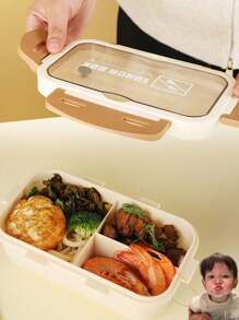 1 szt. Szczelny pojemnik na lunch dla dorosłych Bento Box z przyborami Lunch Box artykuły szkolne, powrót do szkoły, 3 przegrody bezpieczne do mikrofalówki Bento Box