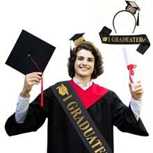 1pc/2pcs/Set Grad Cap Graduated Satin Sash Graduation Party Decoration Supplies Photo Props Mini Bachelor Hat