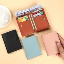 Carteira masculina de cor sólida em PU, porta-cartões de crédito, carteira pequena dobrada na moda e casual, bolsa grande com múltiplos slots de grande capacidade, usada para carteira de identidade, carteira de motorista, cartão de crédito, presente ideal para namorado, adequado para adolescentes, casual de verão, ao ar livre, atlético ou viagem de férias, ou presentes de formatura ou aniversário, acessórios formais/de negócios
