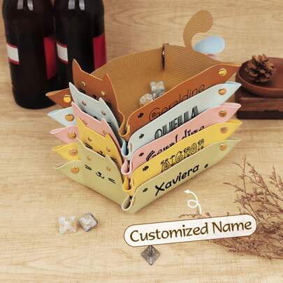 Personalized Customized Cat Shaped Dice Tray - Cat Dice Rolling Tray, Cat Shape Valet Catchall Tray, Dice Rolling Tray, Personalized Roll Tray