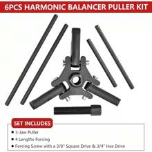 Harmonic Balancer Puller Pulley Crank Removal Kit Engine Motor Rod Auto LS GM - Black - View 6