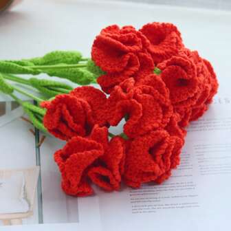 1/3/6/10 件手工钩针康乃馨花。手工花、仿花、纱线花。适合作为母亲的礼物、餐厅、客厅、卧室、婚礼、派对和户外装饰的家居装饰。适合母亲节、感恩节、新年、乔迁、情人节、生日和其他节日