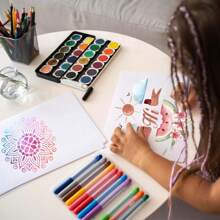 124 Alphabet Numbers & Mandala Stencils Small & Large 2 & 4 Inches Upper Lowercase Arts Crafts Letters Stencil Reusable Template For Calligraphy DIY Painting Wood Wall Fabric Rock Bullet Journal Kit,Back To School,School Supplies - White - View 7