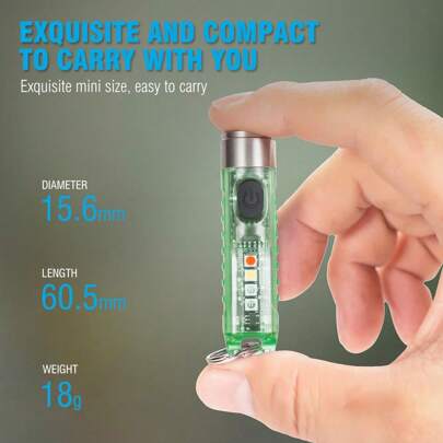 夏季海滩假日 S11 迷你强力 LED 钥匙扣手电筒，战术便携式高亮度笔形手电筒，SST20 LED USB 可充电，IP65 防水，多功能应急照明，内置电池（绿色）