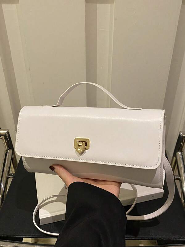 Vintage-Stil Damen Lässig Schloss Verschluss PU einfarbige Handtasche, für 18-40 Jährige