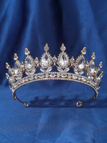 1pc Elegant Queen Crown Rhinestone Romantic Bridal Headpiece Wedding Accessory Valentine's Day Accessories