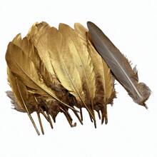 [Premium Handmade Imitation Feather ] 20pcs Luxe Crafts Golden Artificial Feathers For Crafts, DIY Projects, Wedding Decorations, And Accessory Embellishments - Premium Quality Handmade Imitation Feather Set