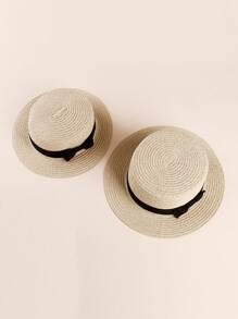 1/2pcs Kids & Parent Matching Bow Decor Summer Sun Straw Hat Set - Bow Straw Hat - View 9