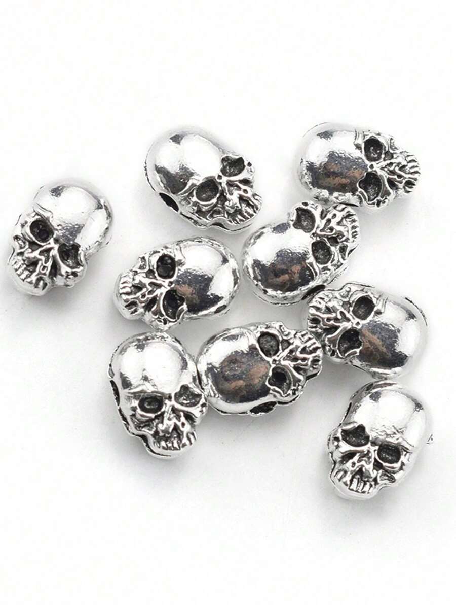 5pcs/Pack Minimalist Punk Alloy Skull Head Spacer Beads For DIY Bracelet Necklace Accessories - 5pcs/pack Skull Beads - View 1