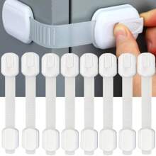 6-Pack/8-Pack Baby Locks – Secure, Quick, Easy Adhesive Cabinet Latches, No-Screw & Magnet-Free, Multi-Purpose For Furniture, Kitchen, Oven, Toilet Seat – White Plastic - Multicolor - View 2