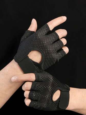 1 par de guantes sin dedos de verano de seda de hielo transpirables para gimnasio, fitness, mujeres, hombres, con almohadilla antideslizante para ciclismo bicicleta