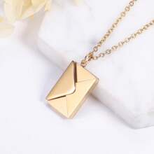 1pc Stainless Steel Envelope Pendant Necklace, Romantic Gift For Women, Suitable For Daily Wear