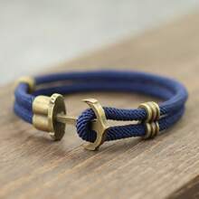 Vintage Pirate Bracelet Men Bronze Punk Bracelet Outdoor Survival Bracelet Gift For Him Double Rope Bracelets - Anchor Bracelet - View 11