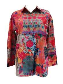 Women's Tops Elegant Vintage Floral Print Long Sleeve Shirt With Lapel And Buttons For Spring Summer