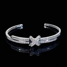 1 件个性化闪亮方晶锆石手链，时尚高端珠宝配饰，适合送礼、日常、派对、婚礼 - 銀色 - 查看 9