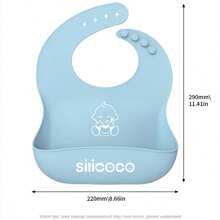 SILICOCO 1 chiếc Yếm ăn bằng silicon có thể điều chỉnh cho trẻ em/trẻ sơ sinh, Yếm ăn mềm thấm nước bọt cho bé tập ăn dặm - Nhiều màu - Xem 2