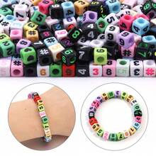 100pcs/Pack Acrylic Square & Flatround Letter Loose Beads, Fashion Cute Colorful Plated, Neon Colors, Multi-Choice For DIY Bracelets, Necklaces, Jewelry, Phone Charms, Keychains Making, Wholesale Beads