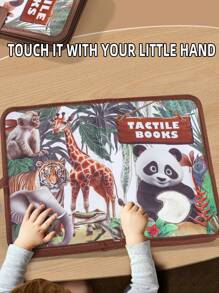 1 本栩栩如生的动物触感布书，卡通熊猫抗撕裂，婴儿启蒙有趣的认知图画书，教育早教玩具，男孩和女孩的圣诞节/万圣节/生日礼物